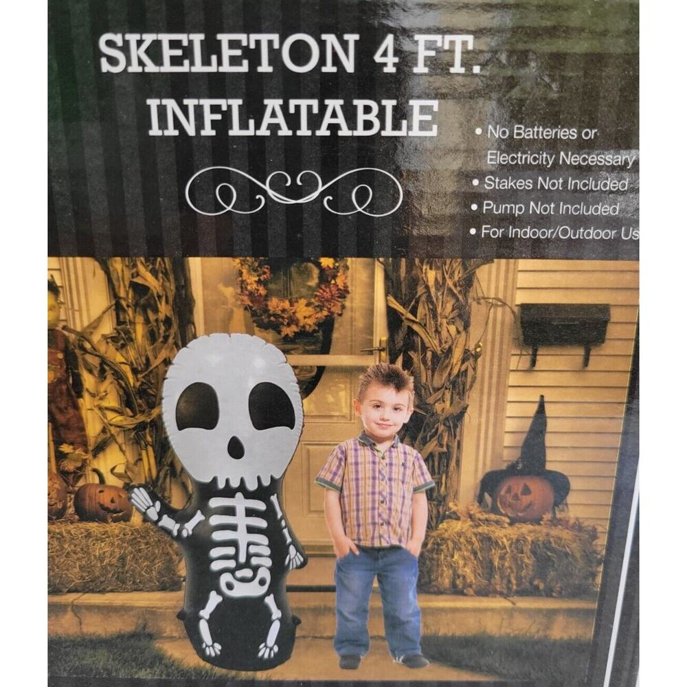Inflatable Skeleton 4 ft. Tall Halloween Indoor/Outdoor Yard Display NIB